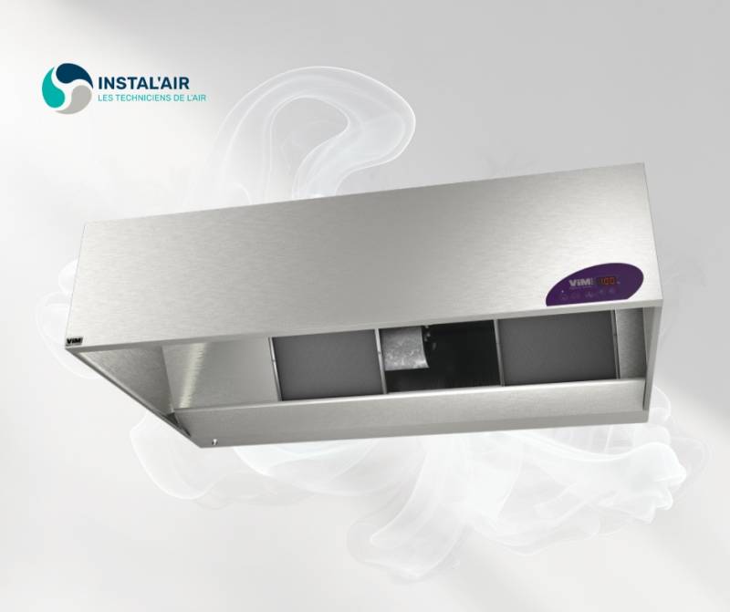 Hotte motorisée VORAX® CHEF G de chez VIM installée en cuisine professionnelle par Instal’Air